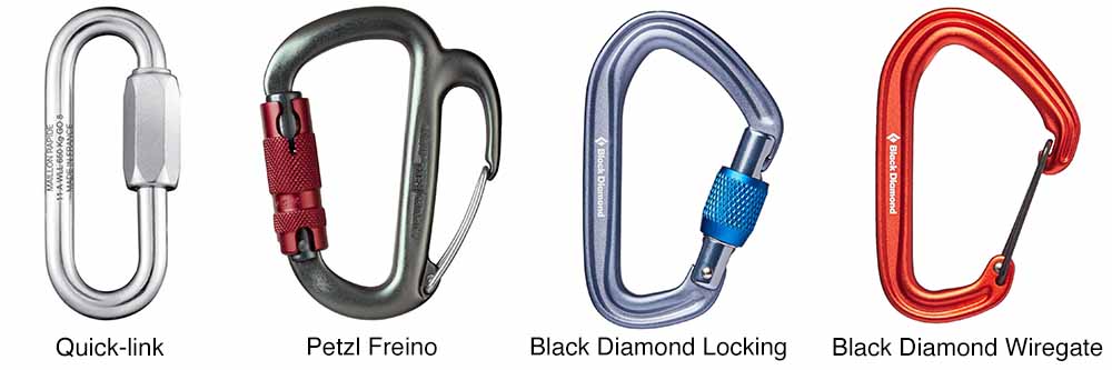 Caving gear carabiners